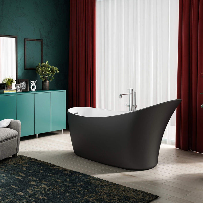 Charlotte Edwards Portobello Matt Black Freestanding Bath All Sizes - bathlux.co.uk
