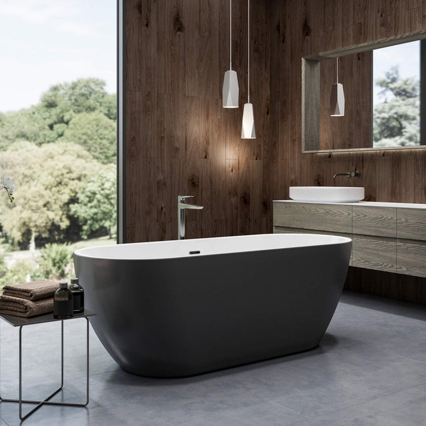 Charlotte Edwards Belgravia Matt Black Freestanding Bath - bathlux.co.uk