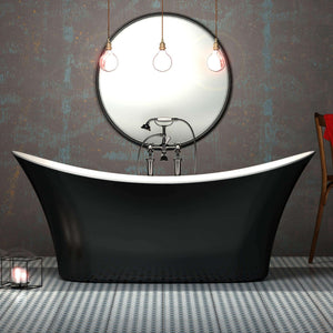 Charlotte Edwards Harrow Gloss Black Freestanding Bath - bathlux.co.uk