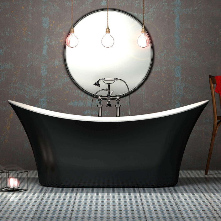 Charlotte Edwards Harrow Gloss Black Freestanding Bath - bathlux.co.uk