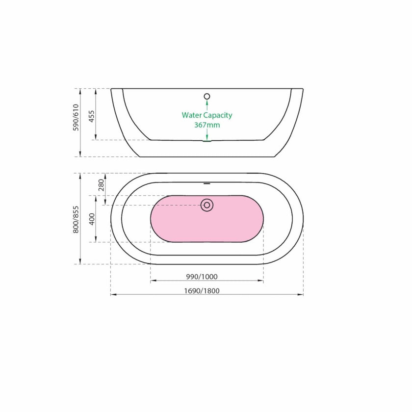 Charlotte Edwards Olympia Gloss White Freestanding Bath - bathlux.co.uk
