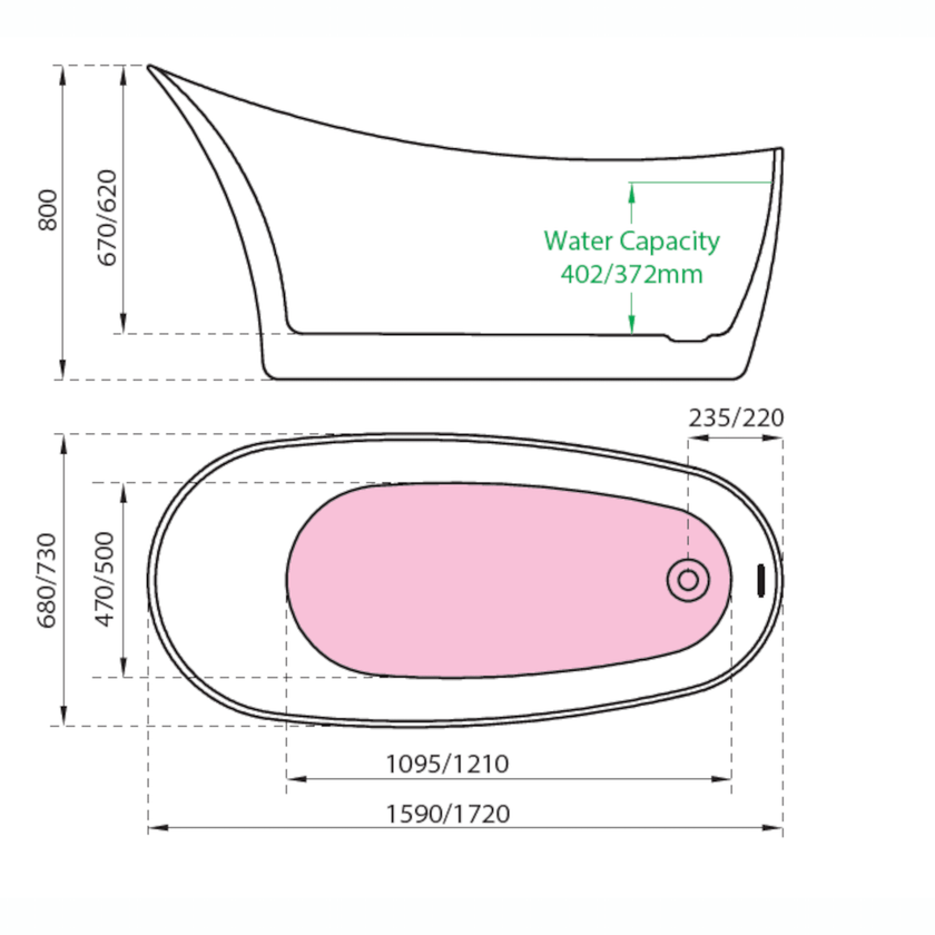 Charlotte Edwards Portobello Gloss Black Freestanding Bath - bathlux.co.uk