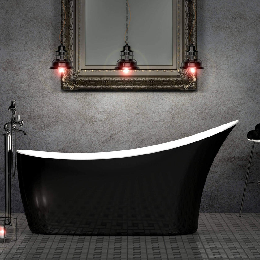 Charlotte Edwards Portobello Gloss Black Freestanding Bath - bathlux.co.uk
