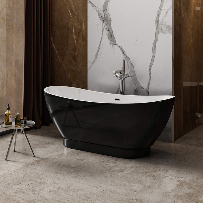 Charlotte Edwards Richmond Gloss Black Freestanding Bath - bathlux.co.uk