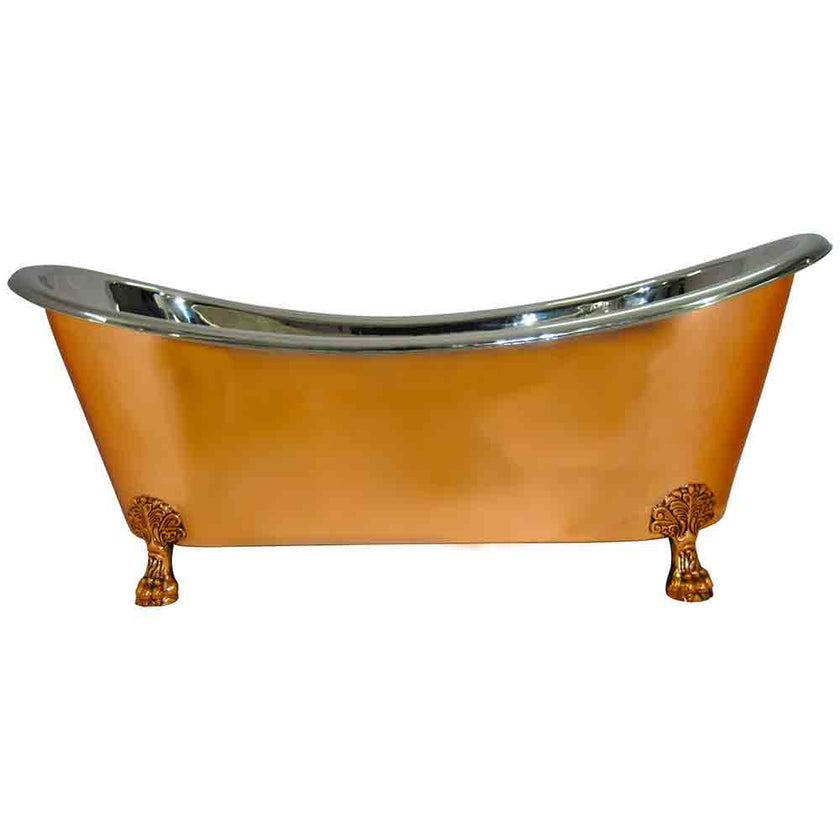 Coppersmith Creations Copper Nickel Coated Inside Clawfoot Freestanding Bath