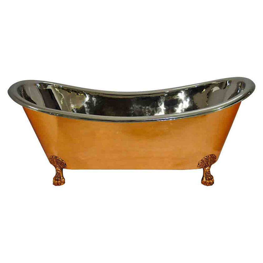 Coppersmith Creations Copper Nickel Coated Inside Clawfoot Freestanding Bath