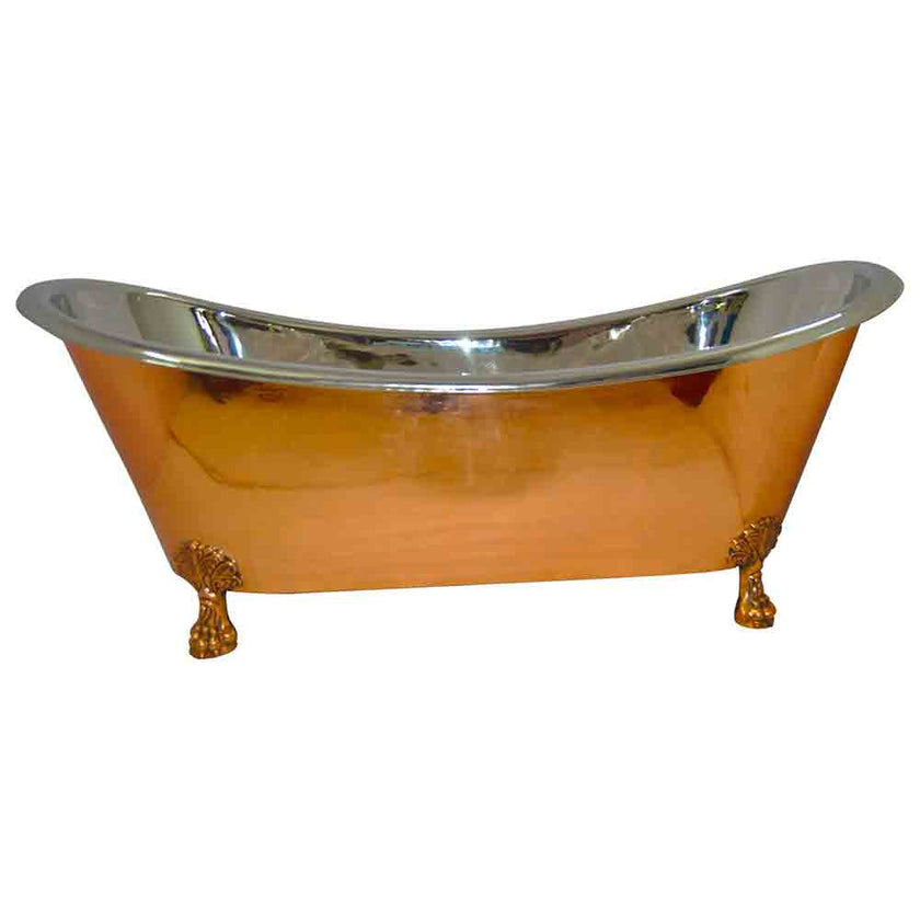 Coppersmith Creations Copper Nickel Coated Inside Clawfoot Freestanding Bath