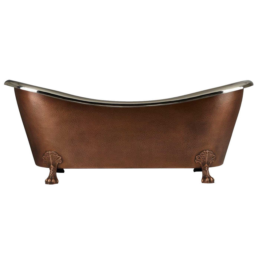 Coppersmith Creations Copper Clawfoot Nickel Interior Antique Hammered Freestanding Bath