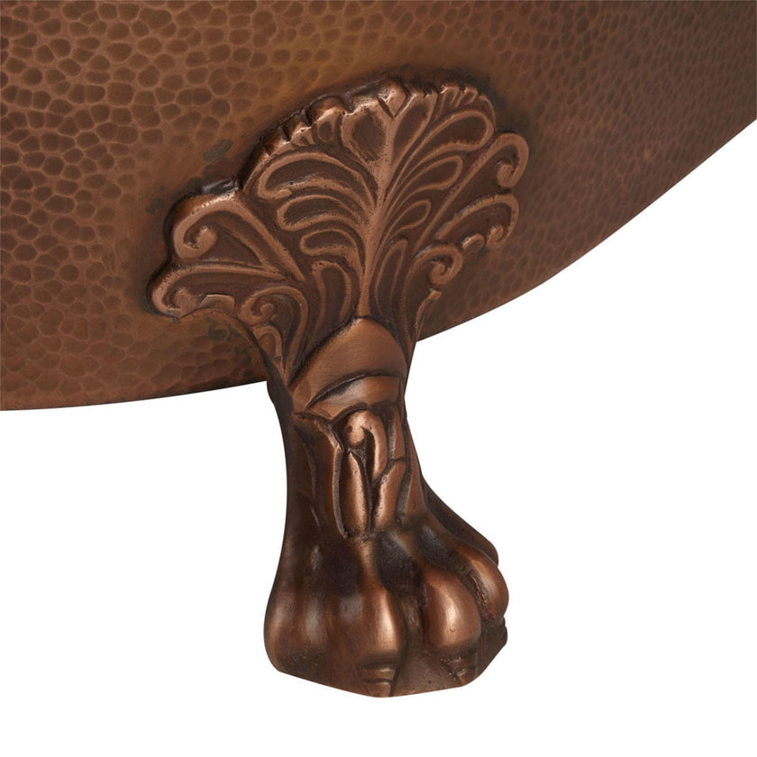 Coppersmith Creations Copper Clawfoot Nickel Interior Antique Hammered Freestanding Bath