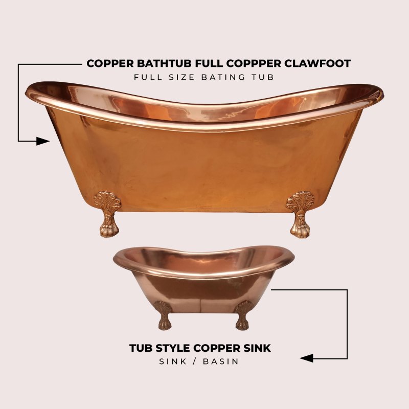 Copper Tub Style Sink Clawfoot Full Copper
