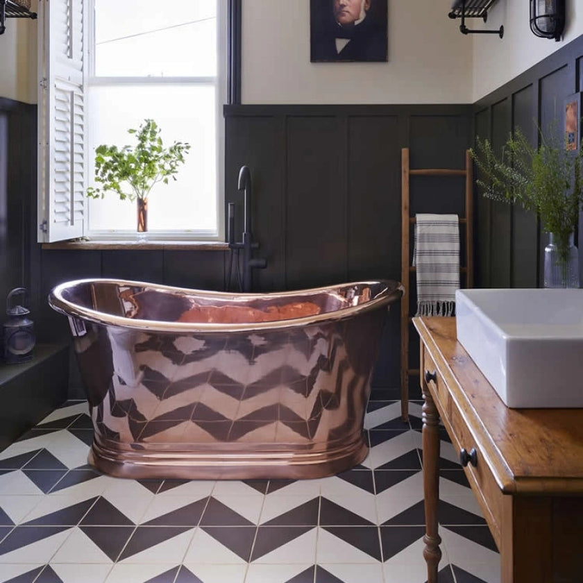BC Designs Polished Copper Freestanding Boat Bath All Sizes