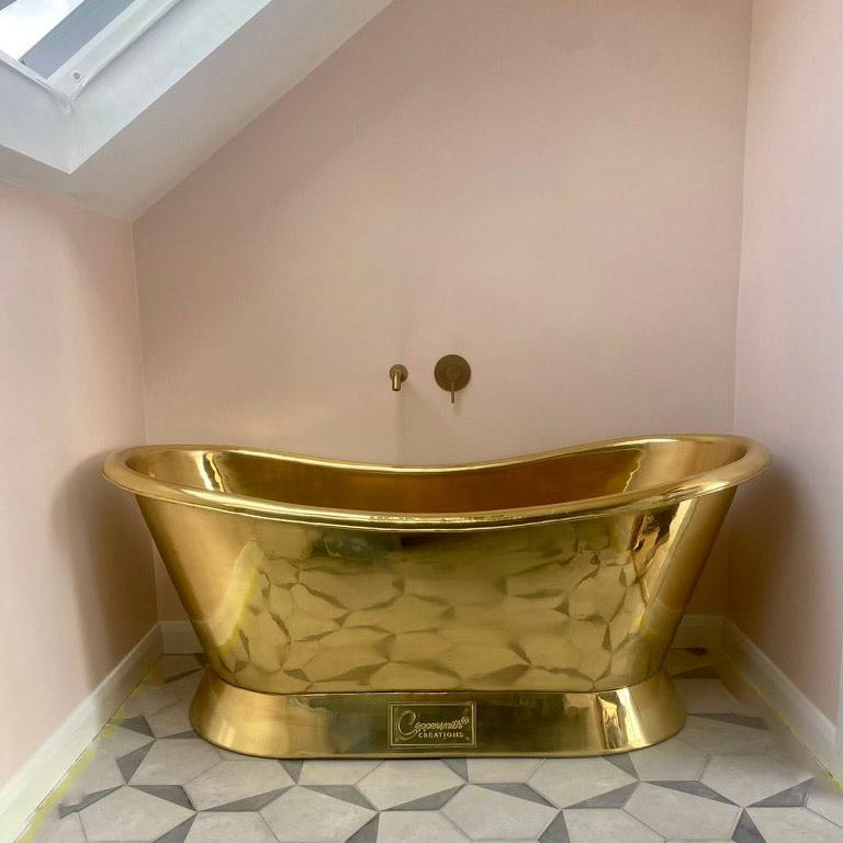 Coppersmith Polished Slanting Base Full Brass Freestanding Bath