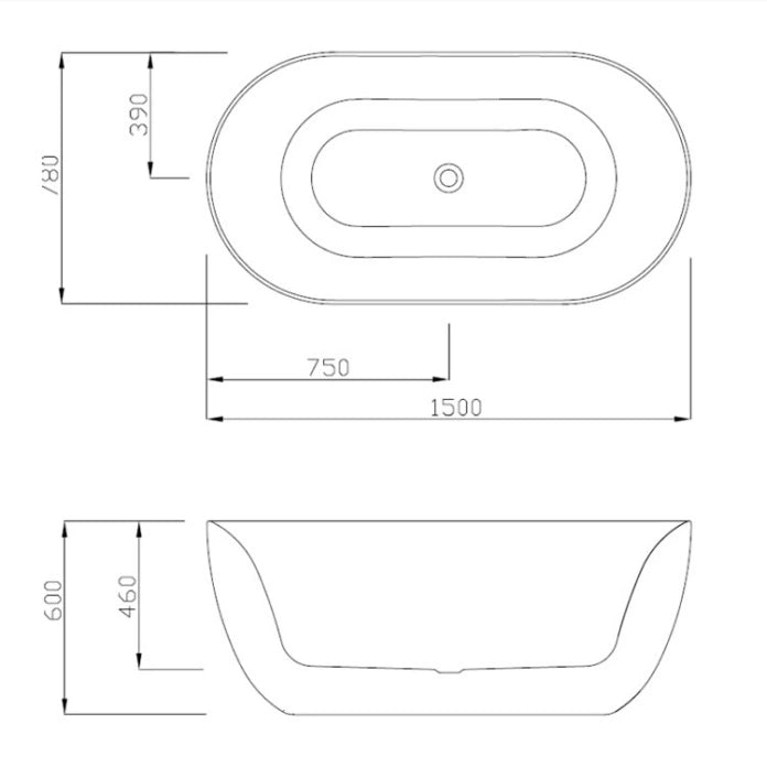 BC Designs Dinkee 1500mm Acrylic Freestanding Bath