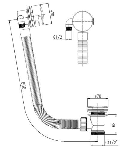 Nuie - Round Slimline Freeflow Bath Filler