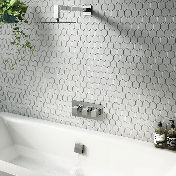 Square Slimline Freeflow Bath Filler Waste and Overflow - Chrome