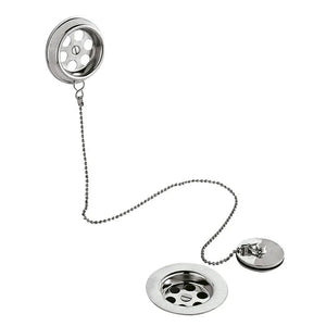 Hudson Reed Chrome Retainer Bath Waste with Brass Plug + Ball Chain