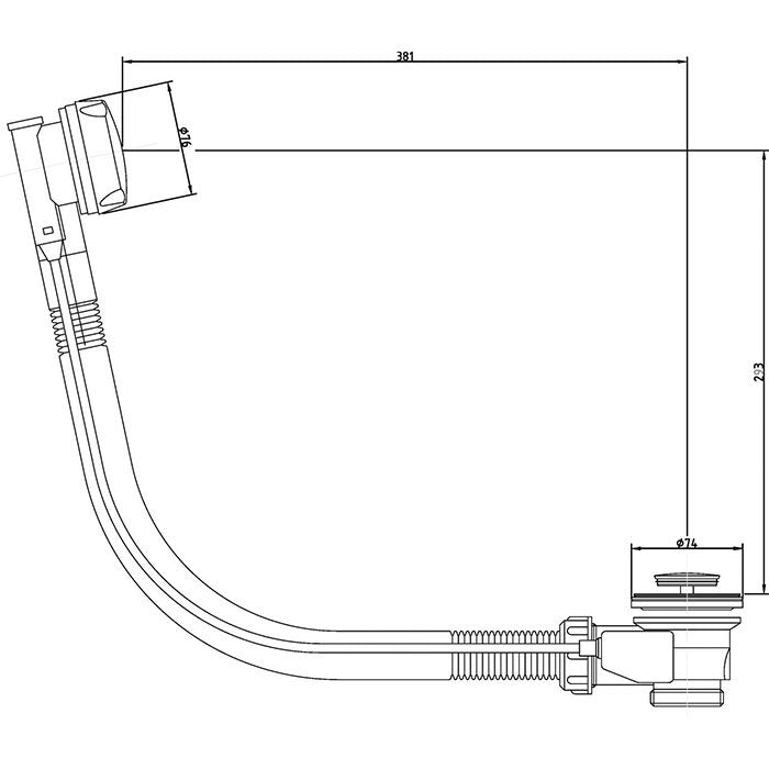 Nuie Extended Bath Pop Up Waste & Overflow - Chrome