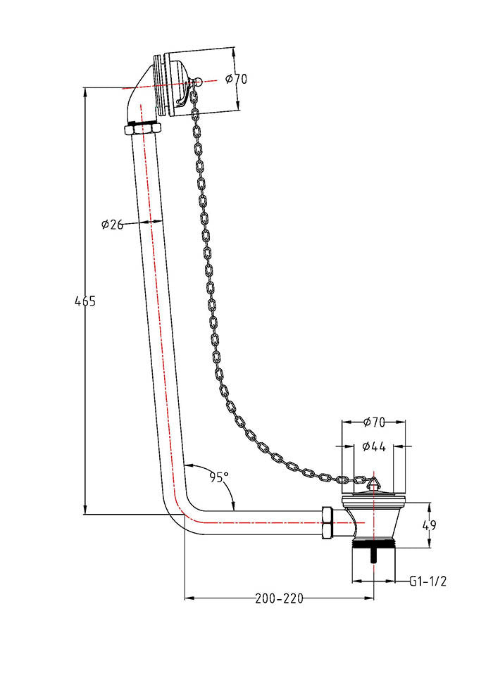 Hudson Reed Classic Exposed Bath Waste Chrome