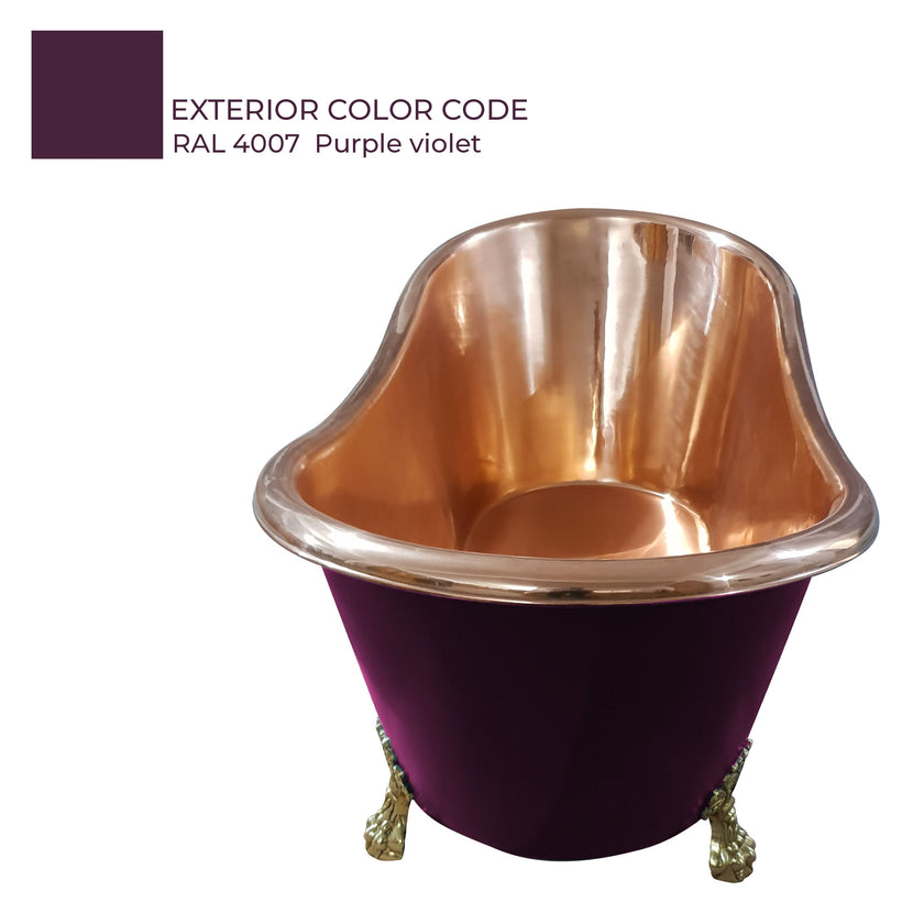 Coppersmith Creations Copper Polished Clawfoot Purple Violet Freestanding Bath