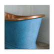 Coppersmith Slanted Cascading Base Copper Bathtub Verdigris Blue Patina Exterior & Antique Finish Interior