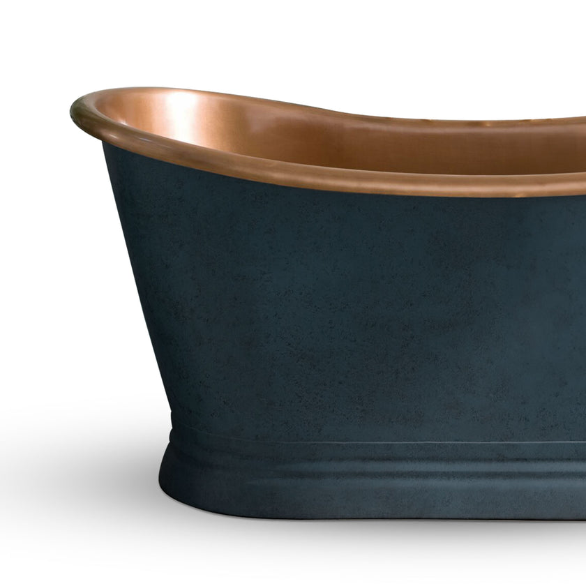 Coppersmith Slanted Cascading Base Copper Bathtub RAL 7024 Graphite grey Exterior & Antique Finish Interior