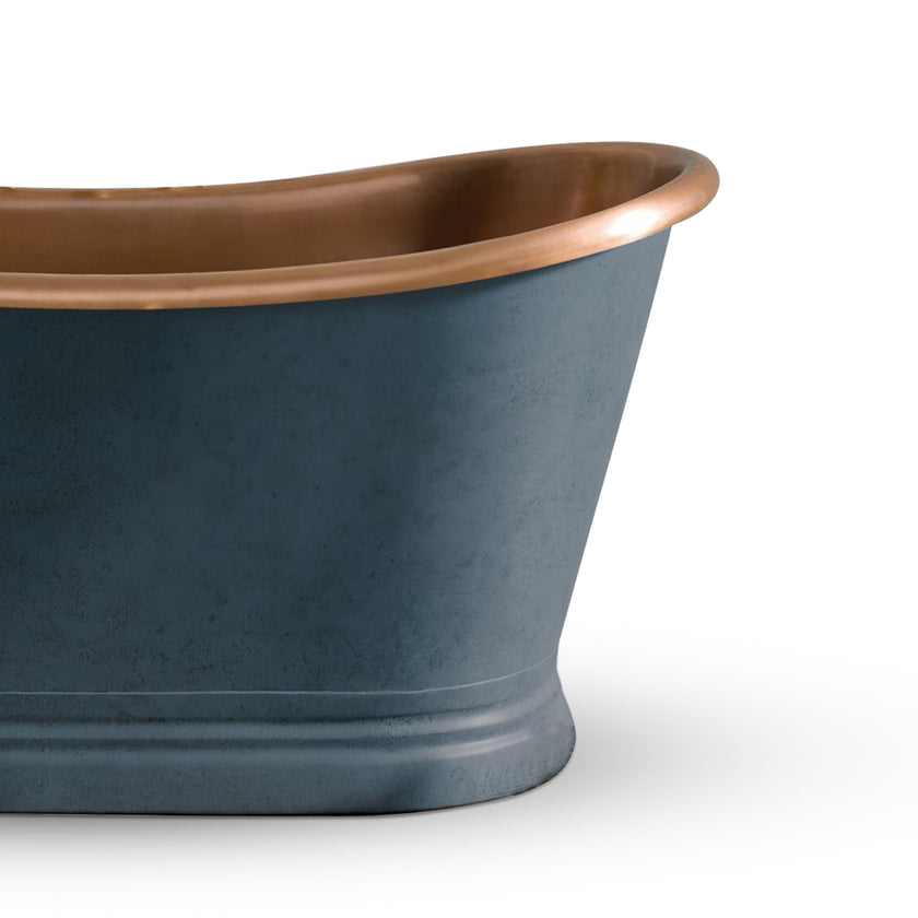 Coppersmith Slanted Cascading Base Copper Bathtub RAL 7024 Graphite grey Exterior & Antique Finish Interior