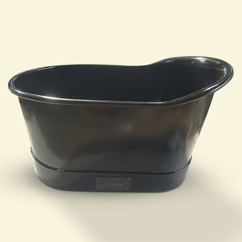 Coppersmith 1200mm Hammered Copper Bathtub Black Interior & Exterior Finish