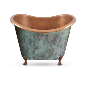 Coppersmith Creations Copper Double-Slipper Blue-Green Hammered Freestanding Bath