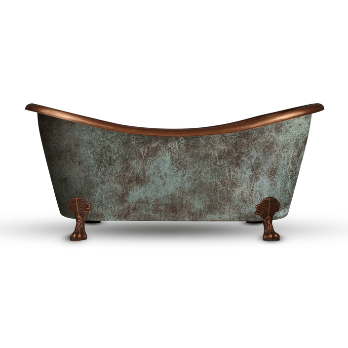 Coppersmith Creations Copper Clawfoot Blue Green Patina Polished Freestanding Bath