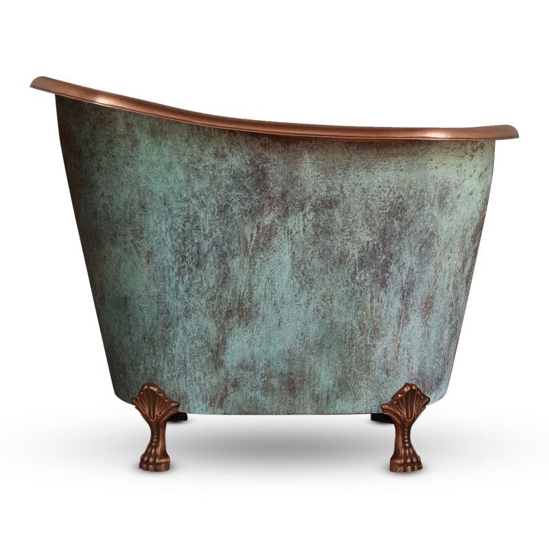 Coppersmith Creations Copper Single Slipper Blue Green Hammered Freestanding Bath