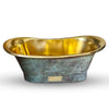 Coppersmith Straight Base Brass Patina Exterior Freestanding Bath