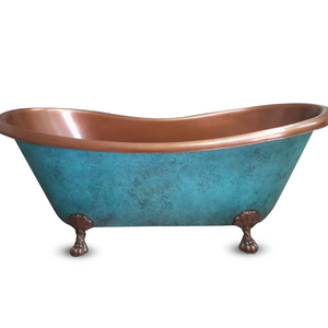 Coppersmith Creations Clawfoot Copper Plain Antique Finish Interior & Patina Exterior Freestanding Bath