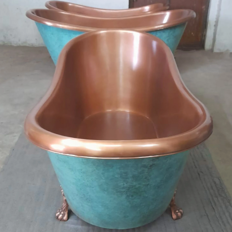 Coppersmith Creations Clawfoot Copper Plain Antique Finish Interior & Patina Exterior Freestanding Bath