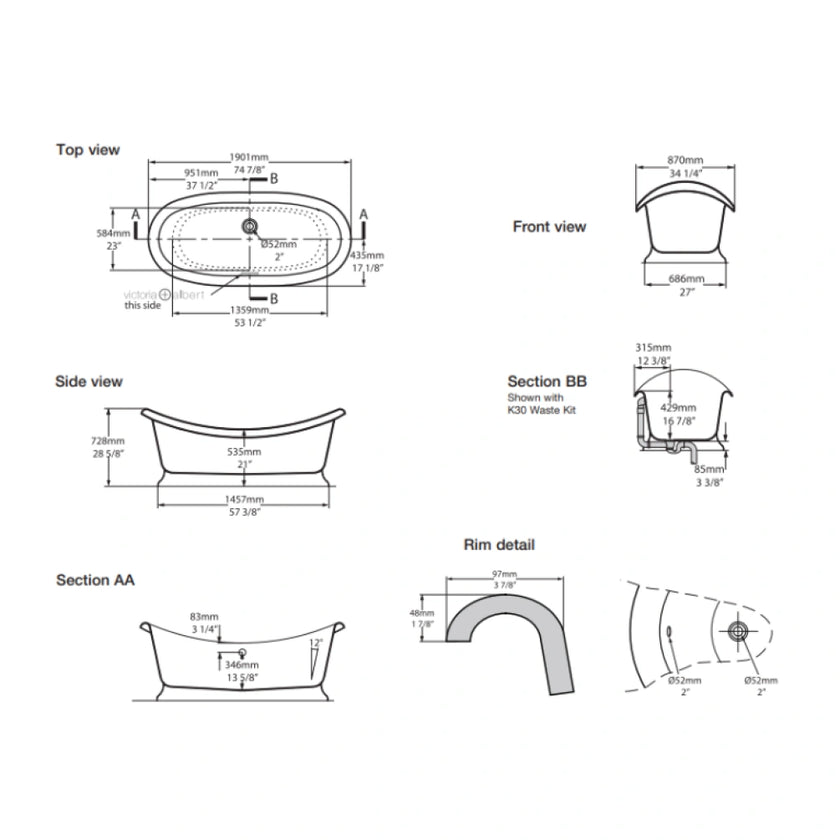 Victoria & Albert Marlborough Freestanding Bath