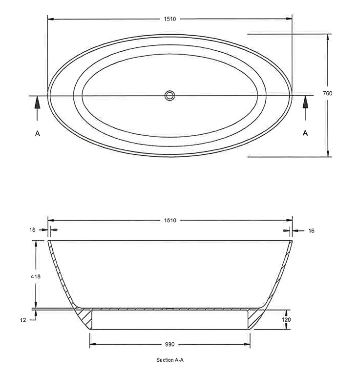 Hudson Reed Grace L1500 x W760mm Round Freestanding Bath