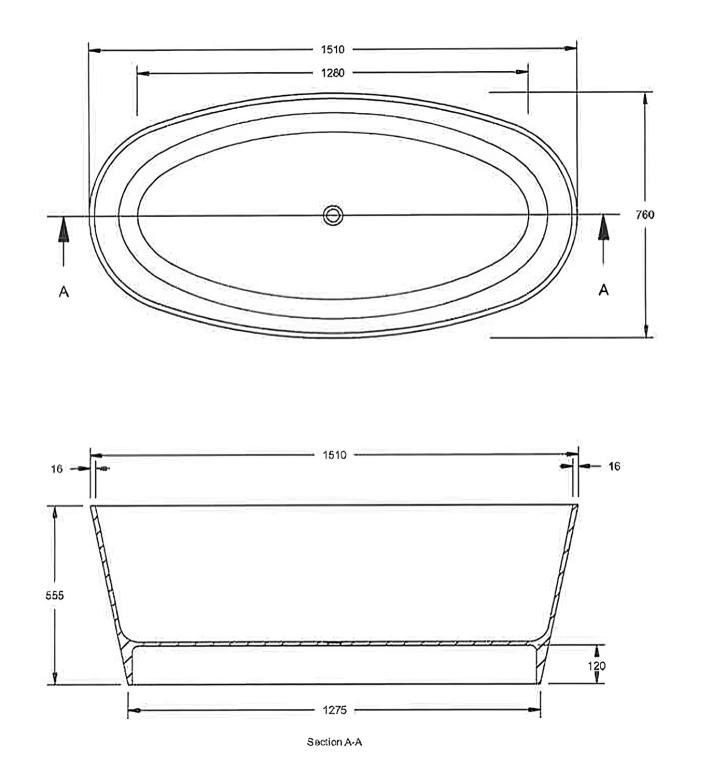 Hudson Reed Rose L1510 x W760mm Oval Freestanding Bath