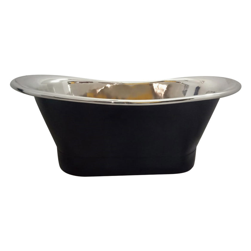 Coppersmith Creations Copper Straight Base Nickel Inside Black Freestanding Bath