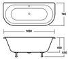 Old London Kenton 1690 x 745 'D' Shaped Back To Wall Freestanding Bath