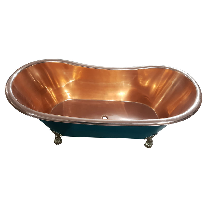 Coppersmith Creations Copper Clawfoot Blue Green Freestanding Bath
