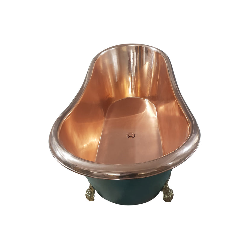 Coppersmith Creations Copper Clawfoot Blue Green Brass Freestanding Bath