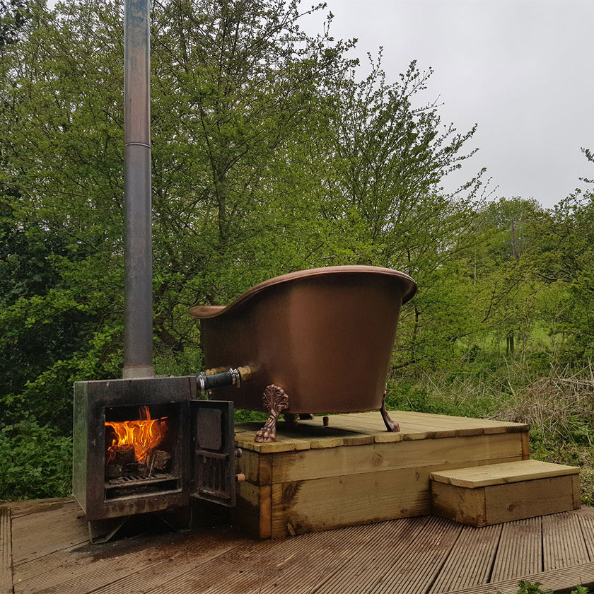 Coppersmith Creations Copper Hammered Clawfoot Double Slipper Freestanding Bath