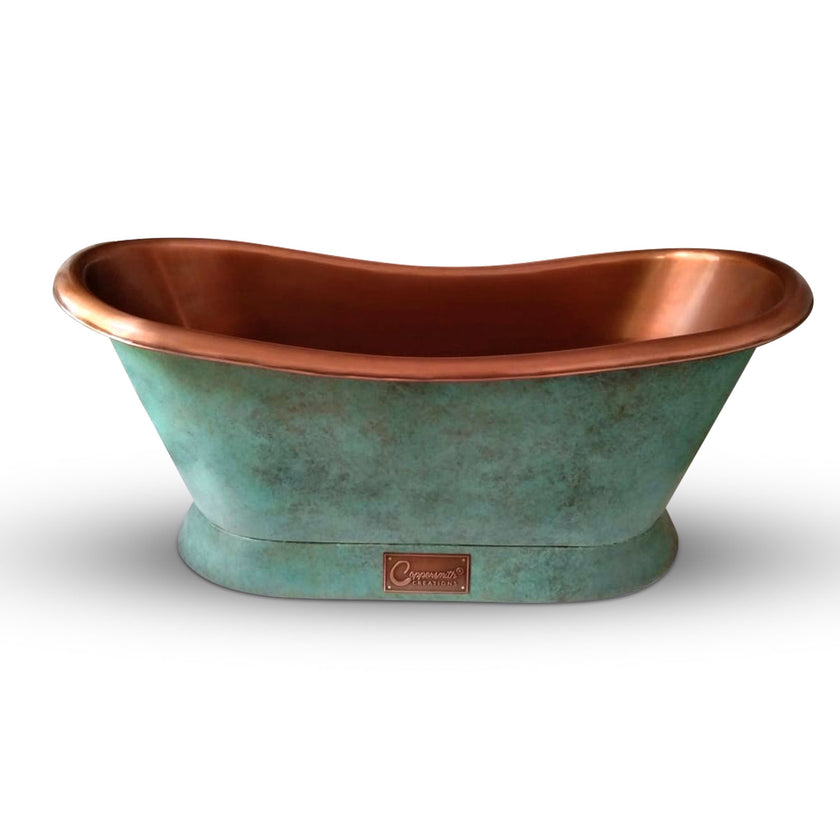 Coppersmith Creations Copper Blue Green Freestanding Bath