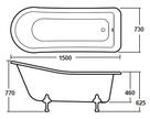 Nuie Kensington 1500 x 730mm Small Roll Top Slipper Freestanding Bath