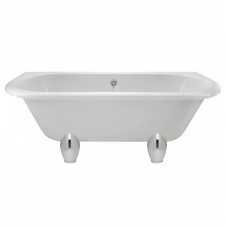 Nuie 1700 Double Ended Back to Wall Roll Top Freestanding Bath