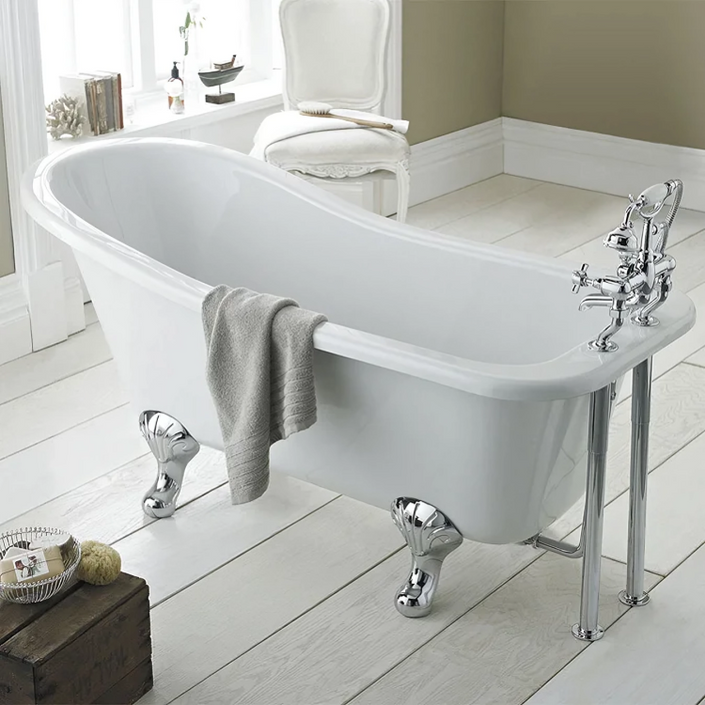 Nuie Kensington 1500 x 730mm Small Roll Top Slipper Freestanding Bath