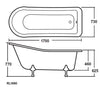 Nuie Kensington 1700 Roll Top Slipper Freestanding Bath