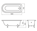 Nuie Berkshire 1700 x 750mm Single Ended Roll Top Freestanding Bath