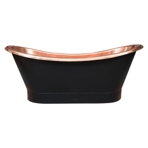 Coppersmith Creations Copper Polished Roll Top Black Freestanding Bath