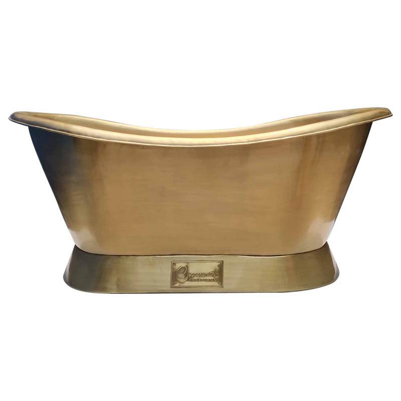 Coppersmith Brushed Slanting Base Brass Exterior Freestanding Bath