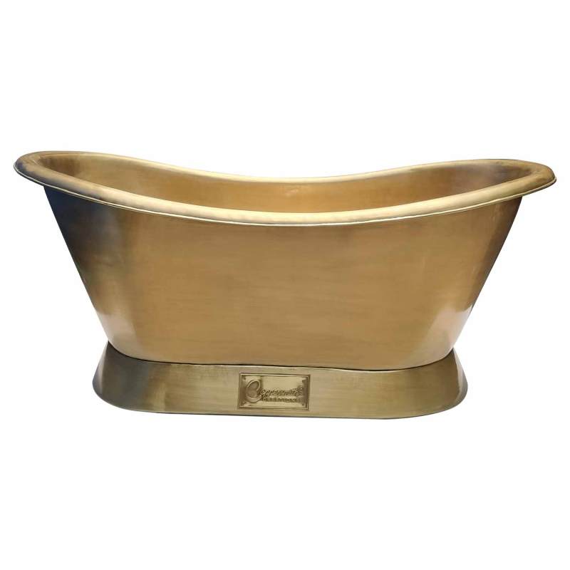 Coppersmith Brushed Slanting Base Brass Exterior Freestanding Bath